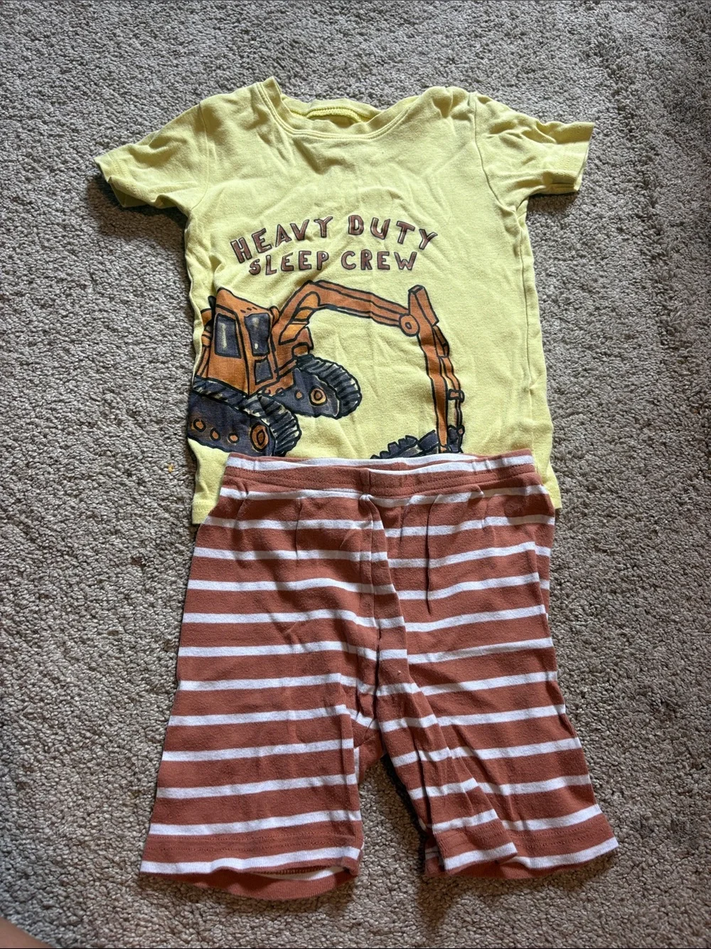 Carter's Yellow & Brown Excavator Kids Pajama Set
